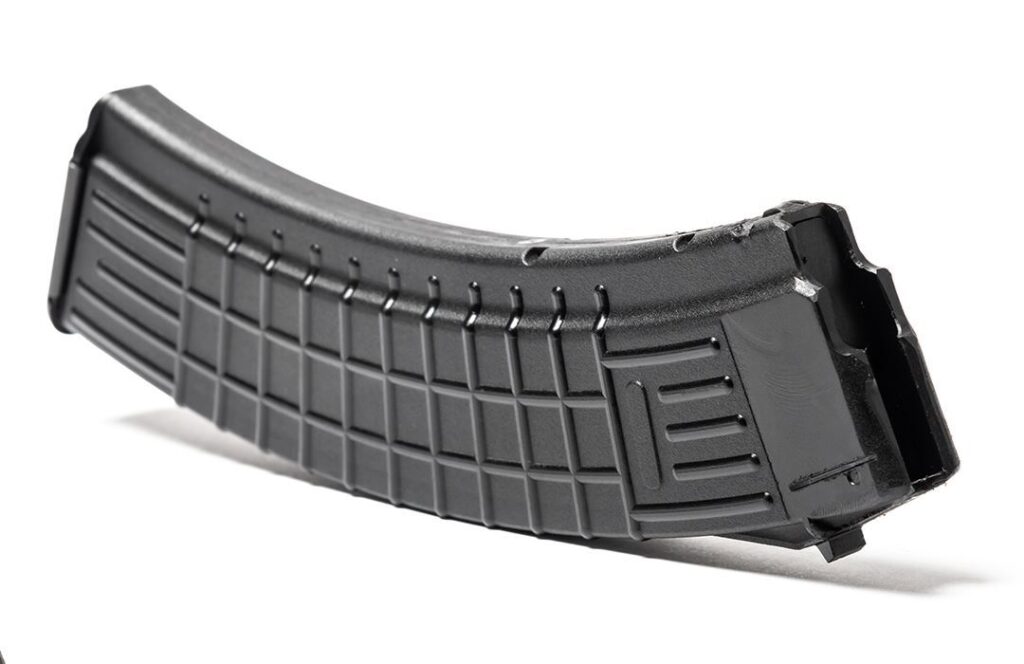 A picture of 0006070 arsenal circle 10 waffle pattern 545x39mm black polymer mil spec 45 round ribbed magazine with USA Gun Store