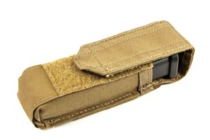 A picture of 0008957 blue force gear single pistol mag pouch classic style w flap fits lights multitools coyote brown with USA Gun Store
