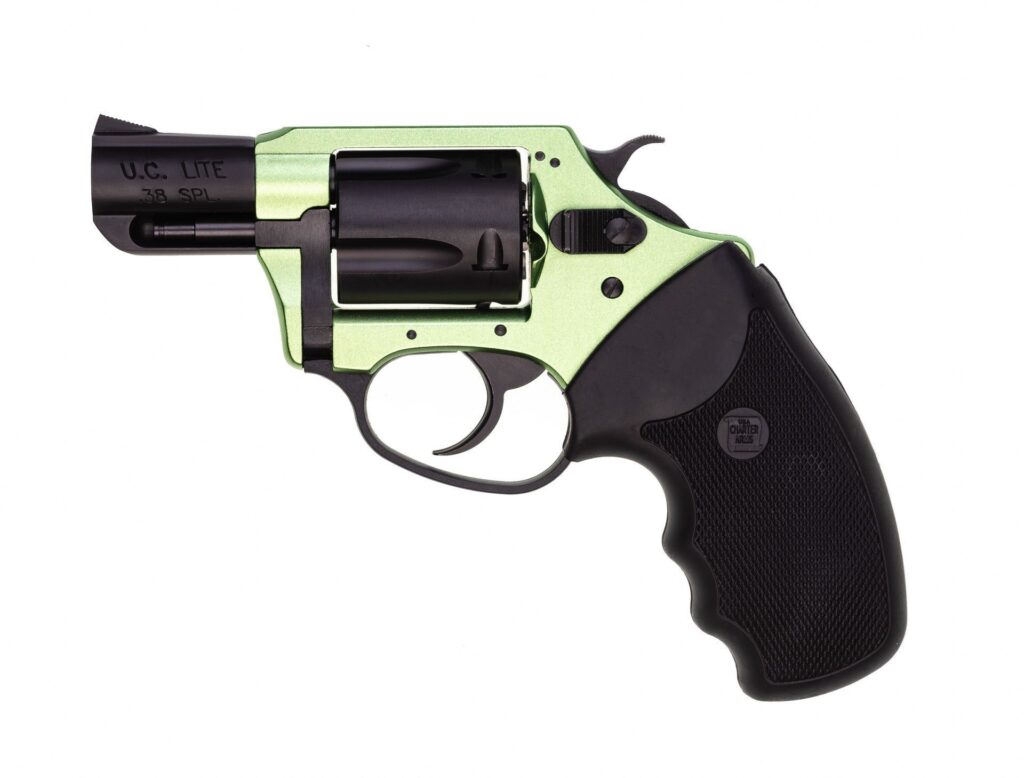 A picture of 0010719 charter arms shamrock 38 special 2 5rd full grip standard hammer greenblack passivate with USA Gun Store