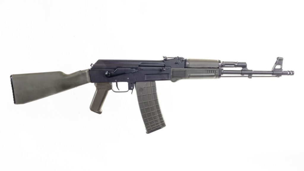 A picture of 0011910 arsenal sam5 556x45mm semi auto milled receiver ak47 rifle od green 30rd with USA Gun Store