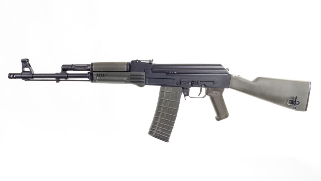 A picture of 0011911 arsenal sam5 556x45mm semi auto milled receiver ak47 rifle od green 30rd with USA Gun Store