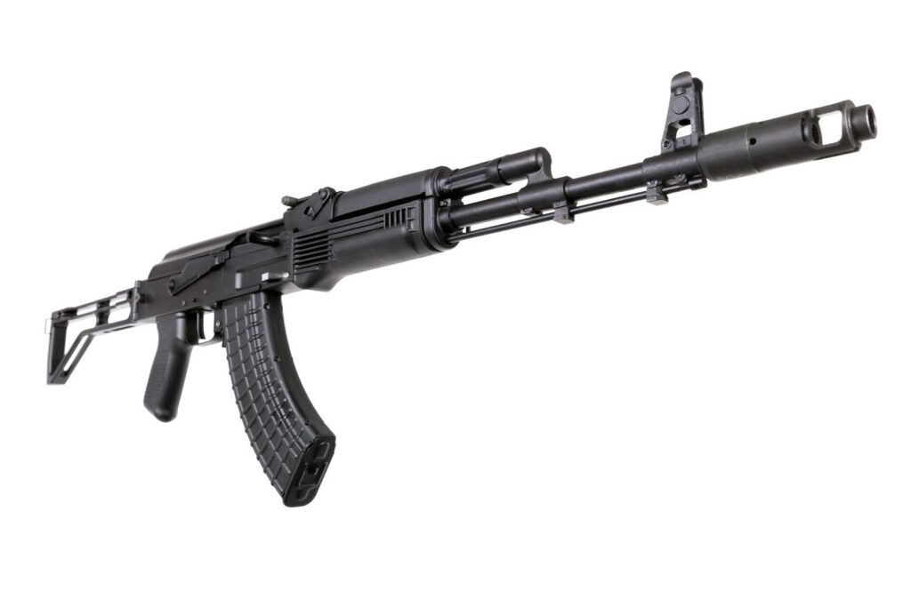 A picture of 0013981 arsenal sam7sf 762x39mm semi auto ak 47 rifle with aluminum side folding buttstock black furniture with USA Gun Store