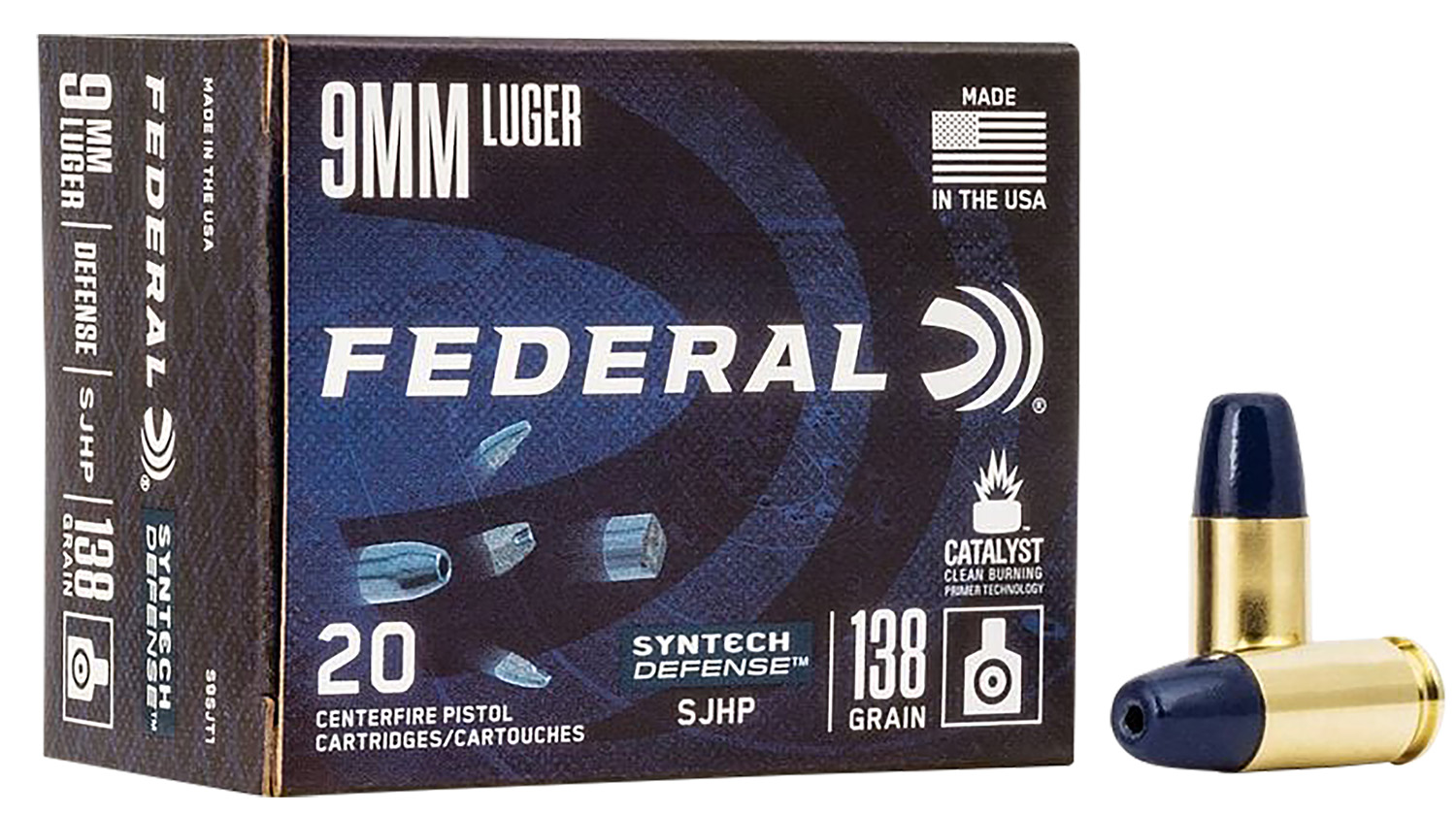 FEDERAL S9sjt1 Syntech Defense 9mmluger 138gr Segmented Jacketed Hollow Point 20 Per Box/10 Case