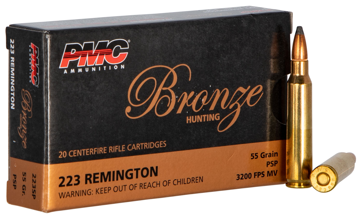 PMC 223sp Bronze 223rem 55gr Pointed Soft Point 20 Per Box/10 Case