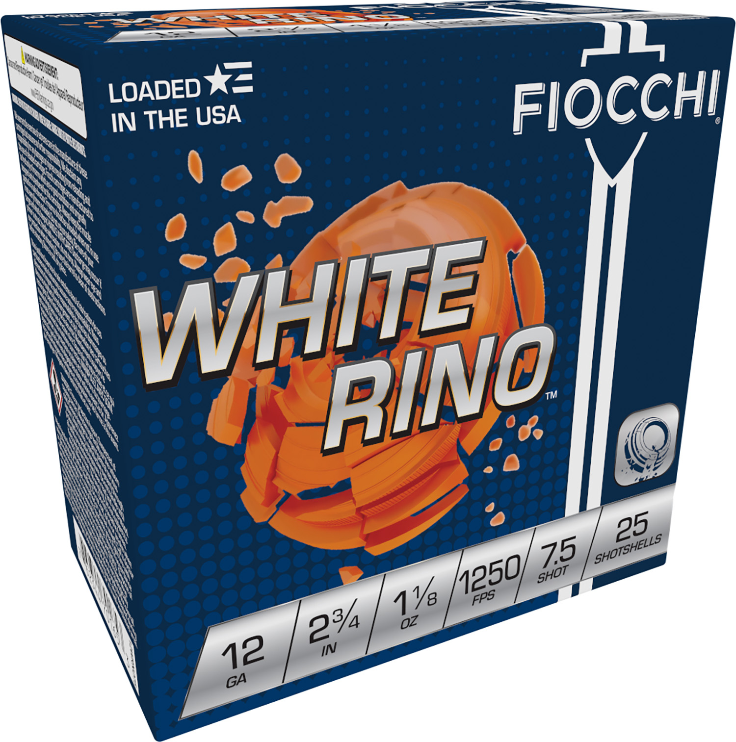 FIOCCHI 12wrno75 Exacta Target White Rino Target 12gauge 2.75" 1 1/8oz 7.5shot 25 Per Box/10 Case