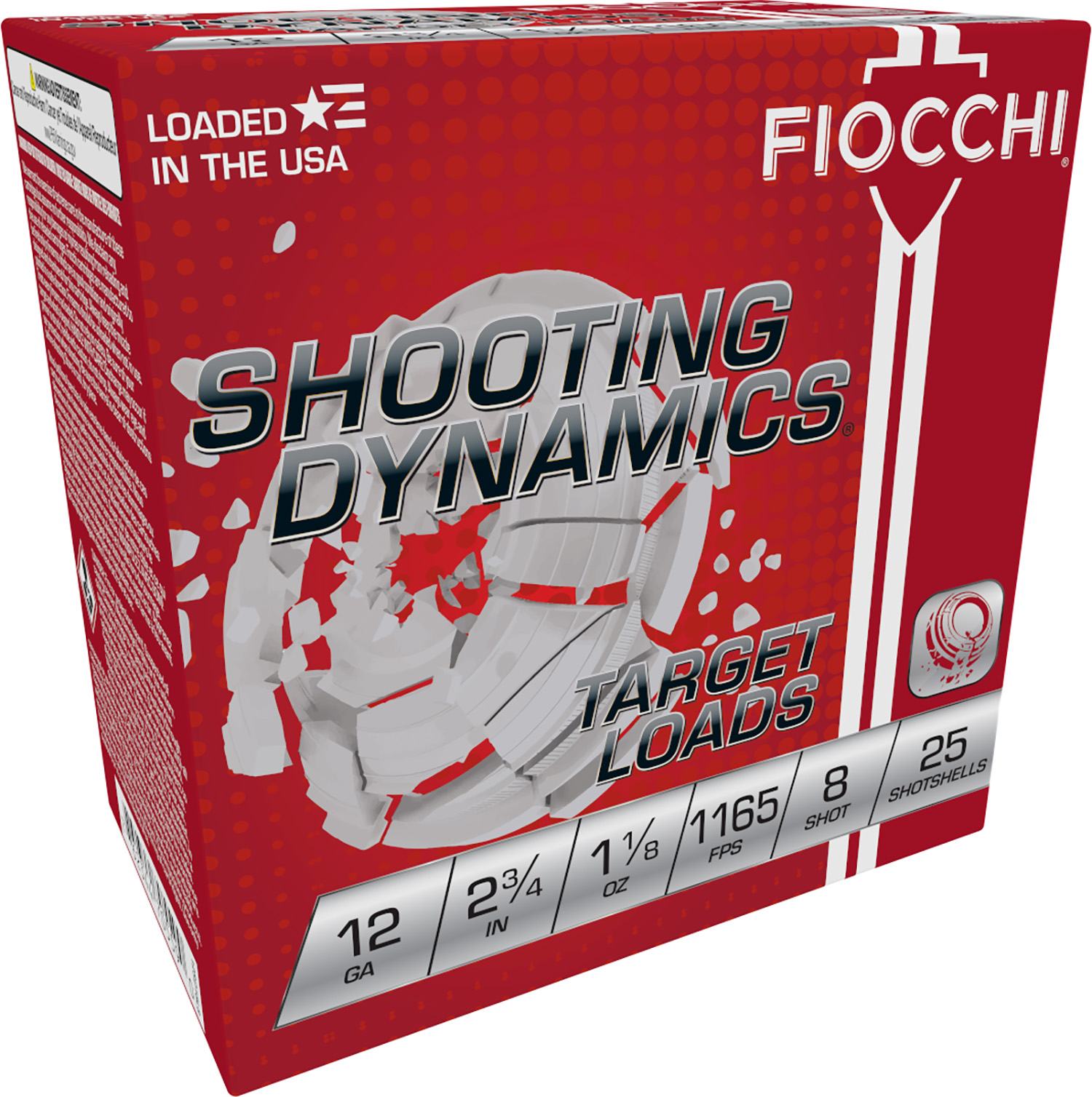 FIOCCHI 12sd18l8 Shooting Dynamics Target 12gauge 2.75" 1 1/8oz 8shot 25 Per Box/10 Case