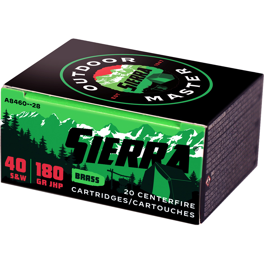 SIERRA Outdoor Master Handgun Ammo 40 S&w 180 Gr. Jhp 20 Rd.