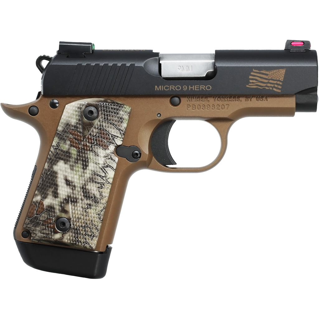 KIMBER Mirco 9 Hero Pistol 9mm 3.1 In. Black And Tan With Flag 7 Rd.