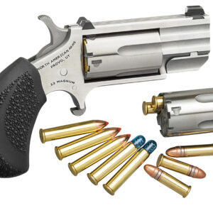 North American Arms PUGDC Pug  22 LR or 22 WMR 5 rd 1" Barrel, Overall Stainless Steel Finish, Black Rubber Grip Includes Cylinder