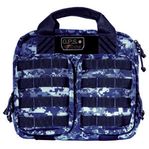 GPS Bags T1413PCG Tactical Double +2 Gray Digital 1000D Nylon Teflon Coating with Visual ID Storage System, Lockable YKK Zippers, MOLLE Webbing & Ammo Storage Pockets Holds UP To 4 Handguns