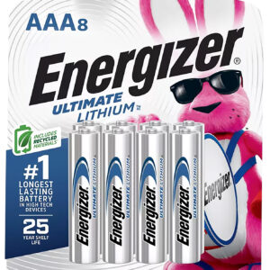 Energizer L92SBP8H3 AAA Ultimate Lithium Silver 1.5V Lithium, Qty (8) Single Pack