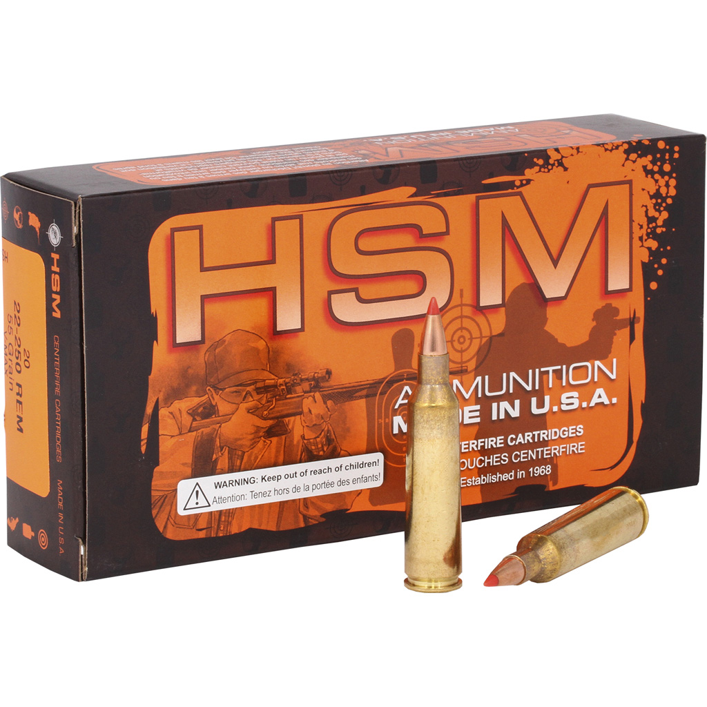 HSM Varmint Rifle Ammunition 22-250 Rem. V-max 55 Gr. 20 Rd.