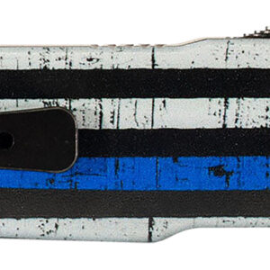Templar Knife LABTB52 Premium Lightweight Large 3.50" OTF Tanto Part Serrated Black Oxide Stonewashed Powdered D2 Steel Blade 5.25" Black & White w/Blue Line Anodized Aluminum Handle