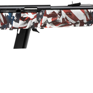 Savage Arms 40222 64 F Full Size 22 LR 10+1 21" Matte Black Carbon Steel Barrel, Grooved Receiver, American Flag Fixed Synthetic Stock