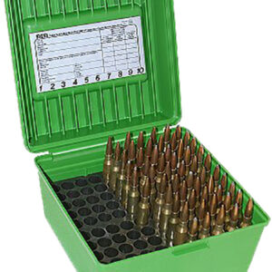 MTM Case-Gard R100MAG10 Deluxe Ammo Box Round Handle Multi Caliber Rifle Green Polypropylene 100rd