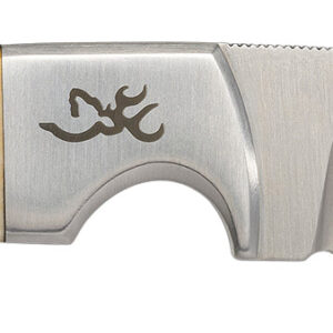 Browning 3220509B Buckmark Hunter 3" Fixed Drop Point Plain 8Cr13MoV SS Blade, Brown Jigged Ox Bone Handle, Box