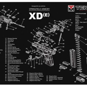 TekMat TEKR17XDE Springfield Armory XDe Cleaning Mat 17"x11" Black/White Thermoplastic Fiber Top w/Vulcanized Rubber Back/ Springfield Armory XDe Illustration