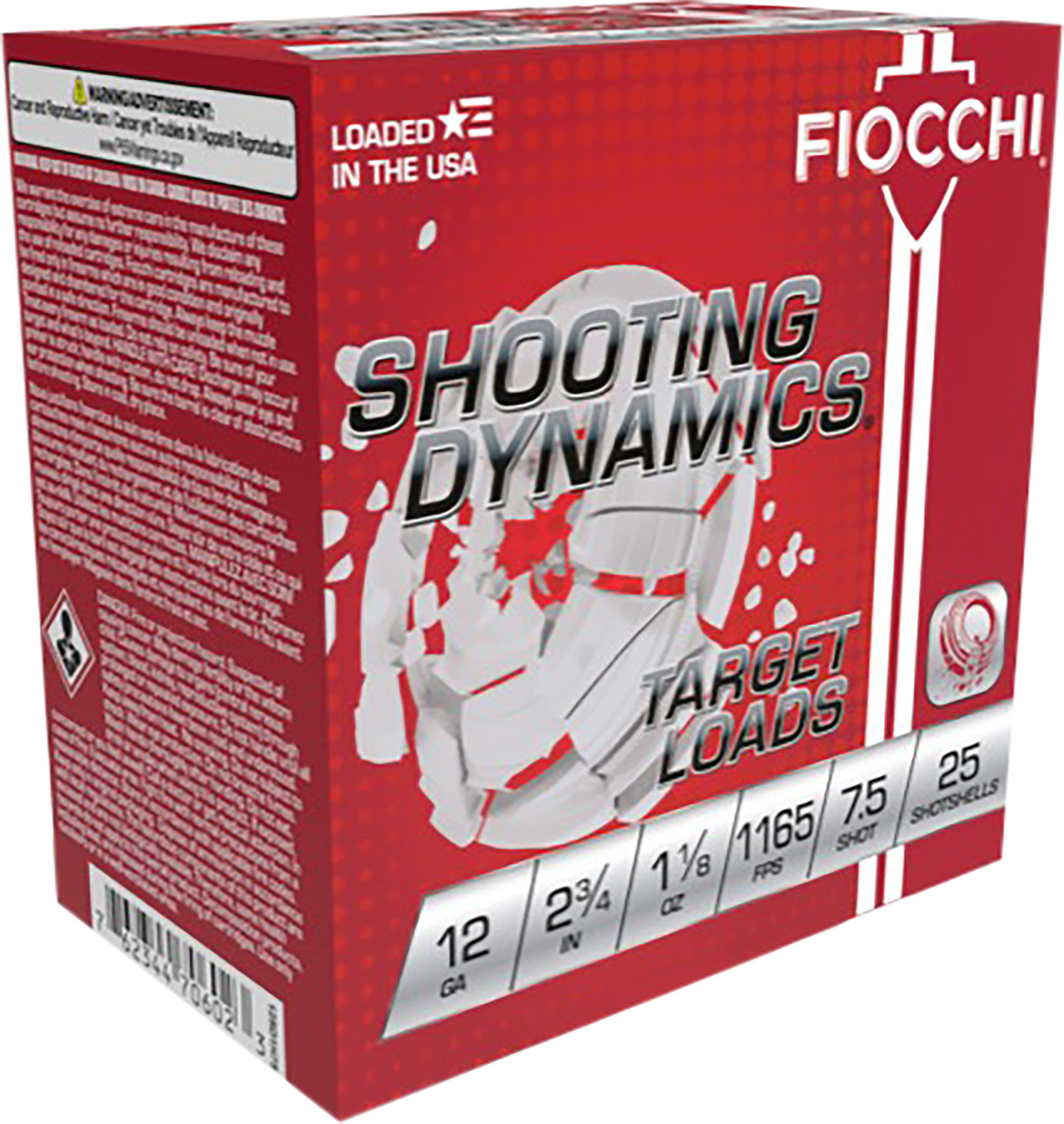 FIOCCHI 12sd18l7 Shooting Dynamics Target 12gauge 2.75" 1 1/8oz 7.5shot 25 Per Box/10 Case