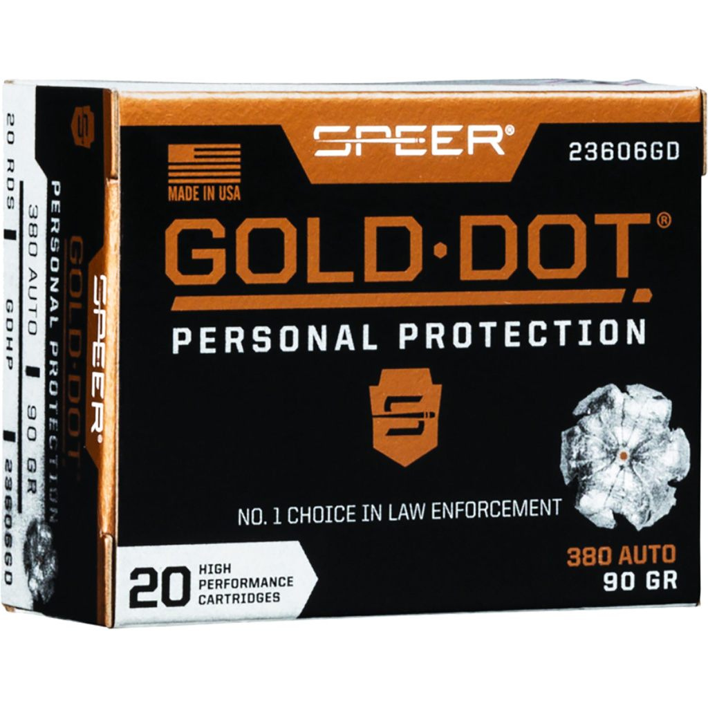 SPEER Gold Dot Handgun Ammo 380 Acp 90 Gr. Hp 20 Rd.