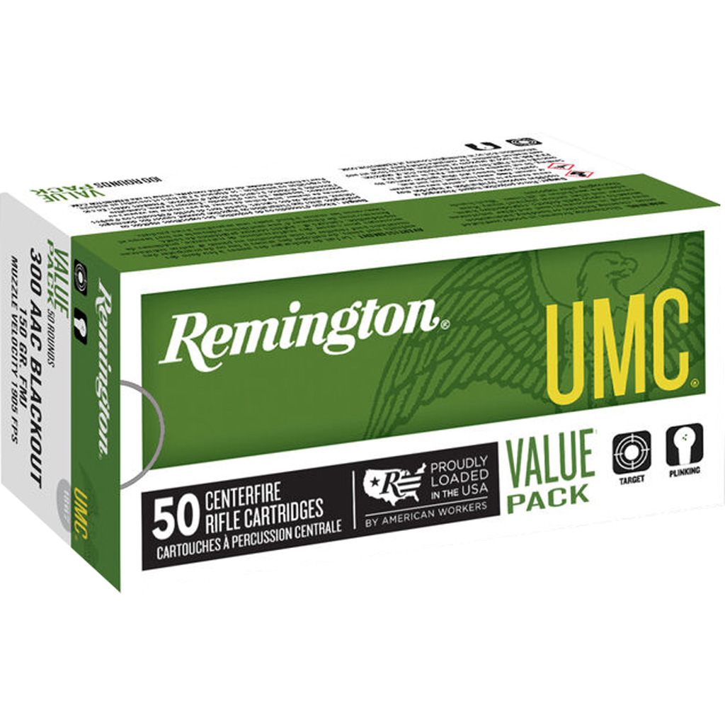 REMINGTON Umc Centerfire Rifle Ammo 300 Blackout 150 Gr. Fmj 50 Rd.