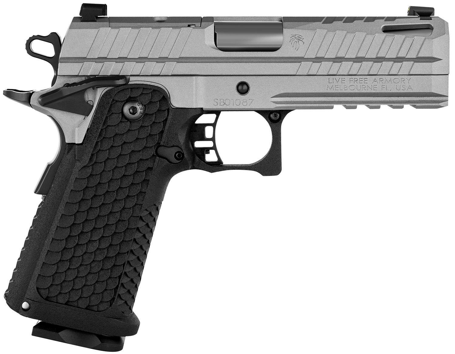 LIVE Free Armory Lfapf812076 Apollo 11 9mm 17+1 4.15" 416 Stainless Steel Slide Elite Gray Cerakote Black Polymer Grip