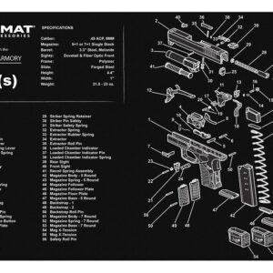 TekMat TEKR17XDS Springfield Armory XDs Cleaning Mat Black/White Rubber 11" x 17"