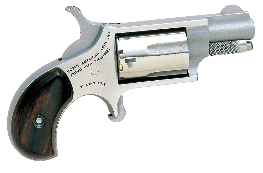 NORTH American Arms 22lr Mini-revolver *ca Compliant 22 Lr 5 Rd 1.13" Barrel, Overall Stainless Steel Finish, Rosewood Birdshead Grip
