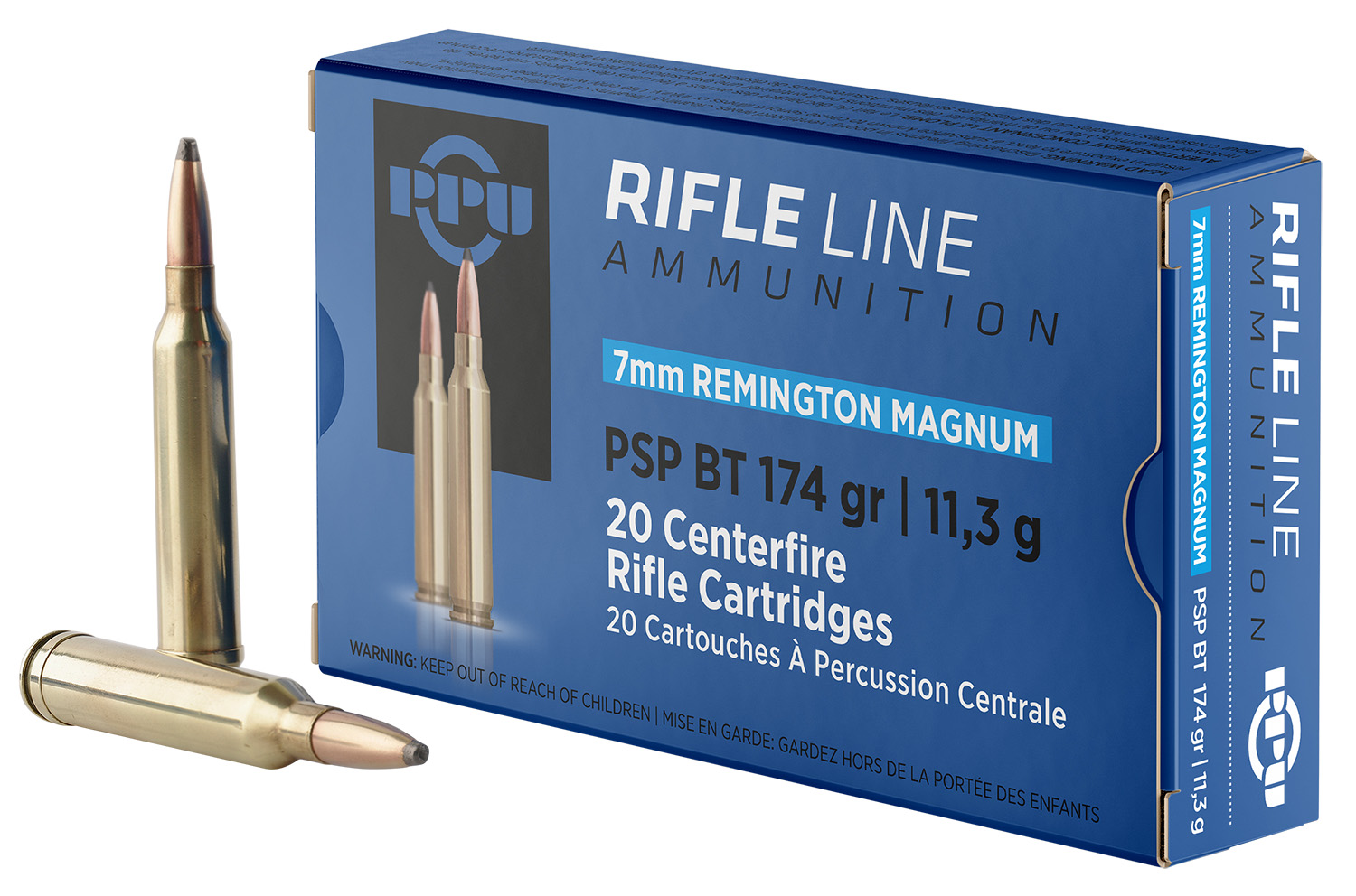 PPU Pp7rm2 Standard Rifle 7mmremmag 174gr Pointed Soft Point Boat Tail 20 Per Box/10 Case