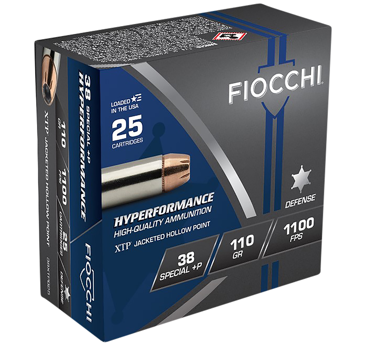 FIOCCHI 38xtpb25 Hyperformance 38special+p 110gr Hornady Xtp Hollow Point 25 Per Box/20 Case