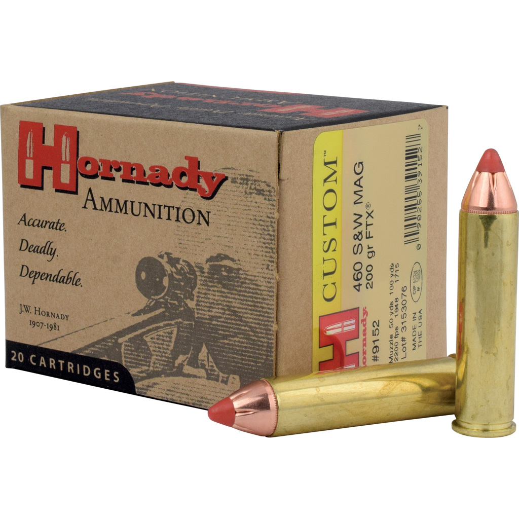 HORNADY Custom Pistol Ammo 460 S&w Mag 200 Gr. Flex Tip Expanding 20 Rd.