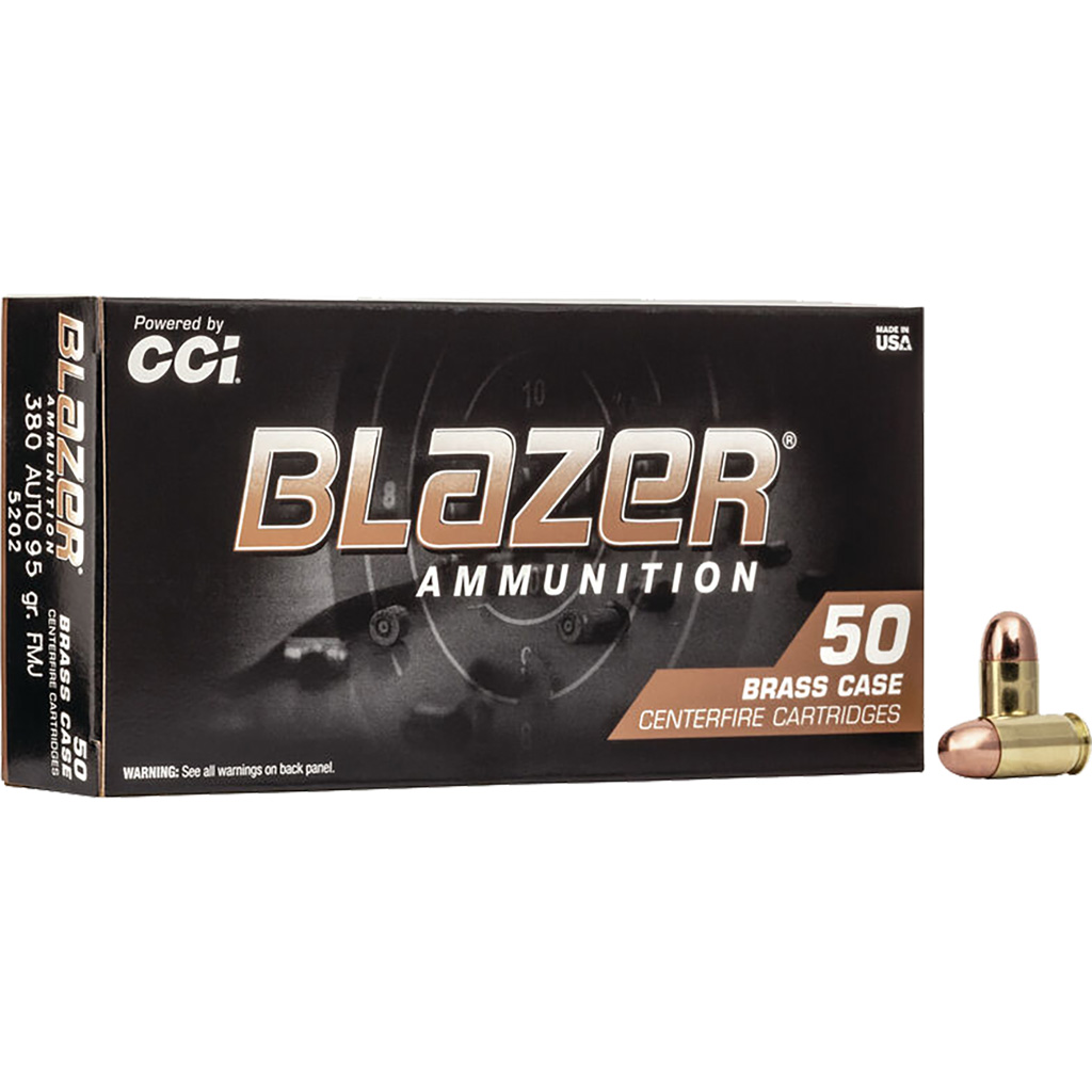 CCI Blazer Brass Pistol Ammo 380 Acp 95 Gr. Fmj 50 Rd.