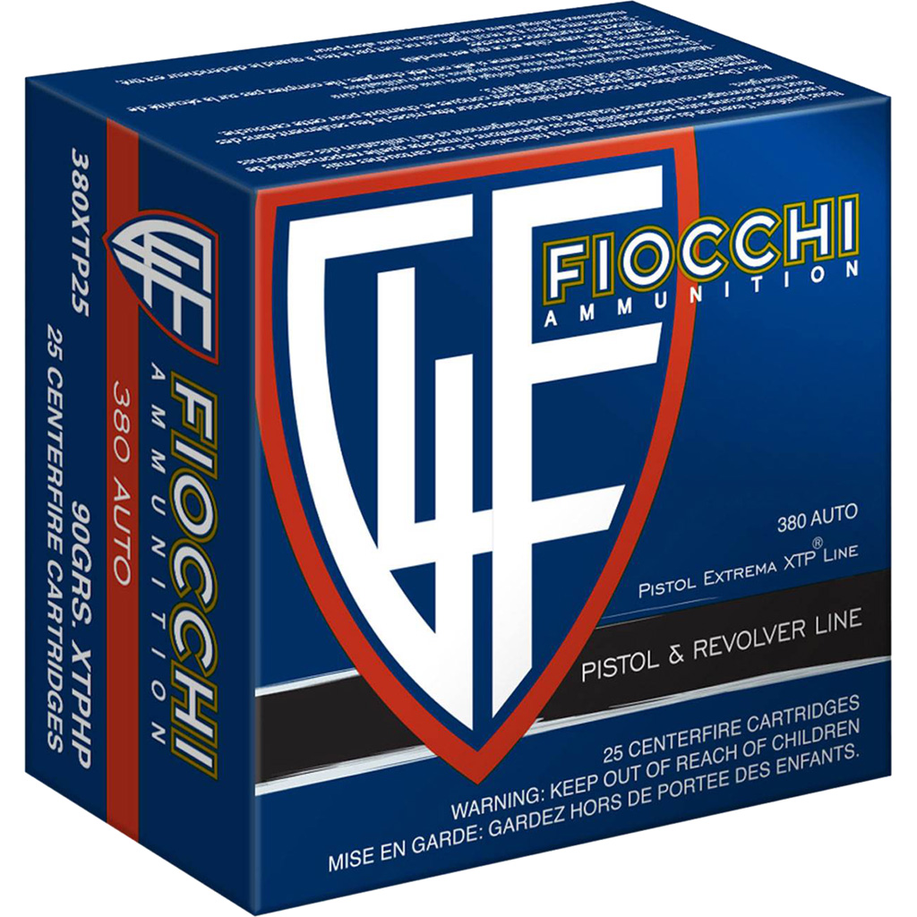FIOCCHI Hyperformance Defense Pistol Ammo 380 Acp 90 Gr. Xtp Hollow Point 25 Rd.
