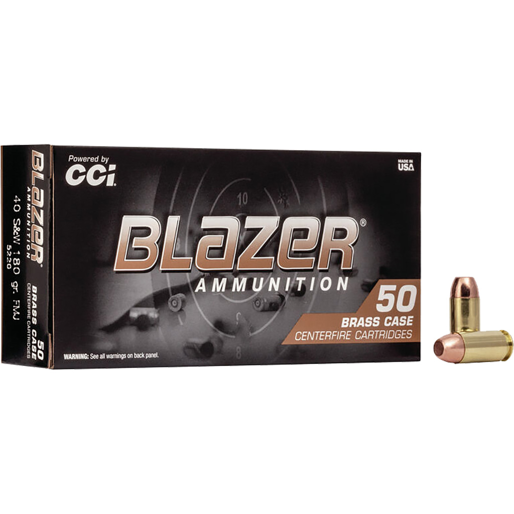 CCI Blazer Brass Pistol Ammo 40 S&w 180 Gr. Fmj Flat Nose 50 Rd.