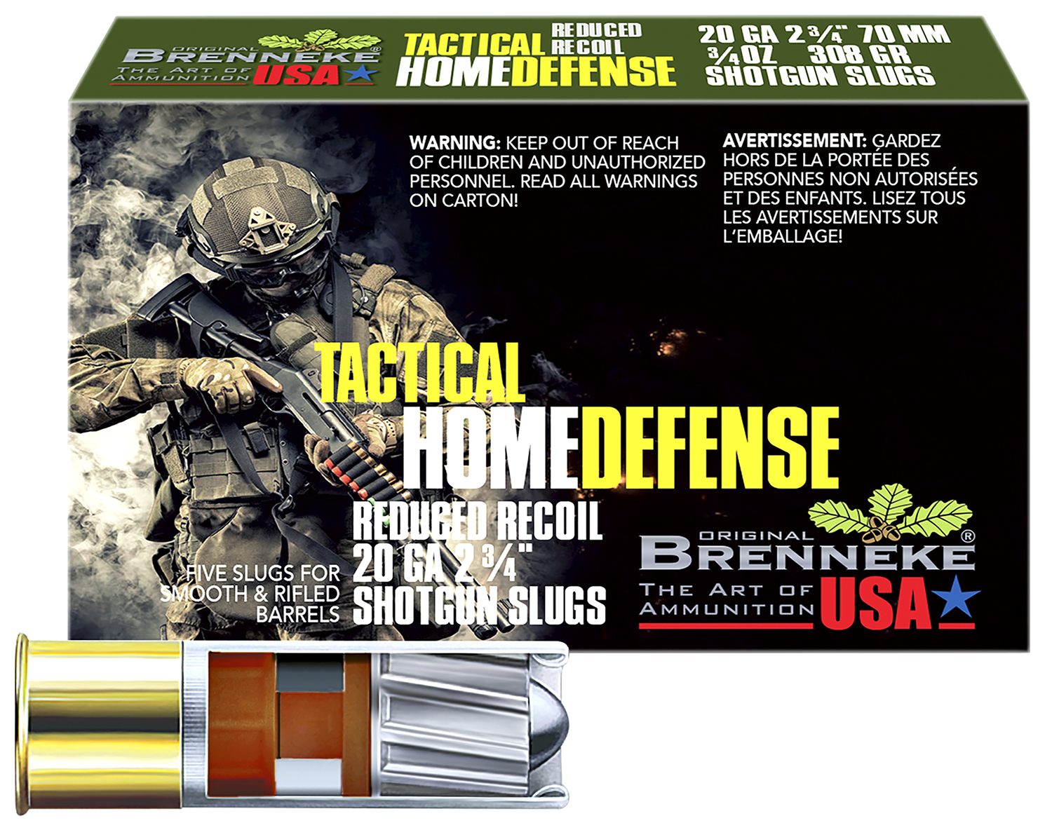 BRENNEKE Sl202thd Thd Home Defense 20gauge 2.75" 3/4oz Slug Shot 5 Per Box/50 Case