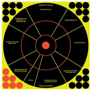 Birchwood Casey 34032 Shoot-N-C Reactive Target Self-Adhesive Paper Black/Yellow/Red 12" Circle 5 Pack