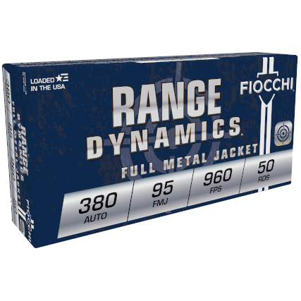 FIOCCHI Pistol Shooting Dynamics Handgun Ammunition .380 Acp 95 Gr. Fmj 960 Fps 50/ct