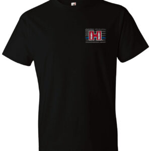 Hornady Gear 30763 POW Blue Line  Black, Cotton Short Sleeve, Semi-Fitted Large