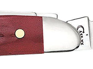 Case 00781 Peanut  Medium 2.10"/1.53" Folding Clip Point/Pen Plain Mirror Polished Tru-Sharp SS Blade Corn Cob Jigged Old Red Bone Handle