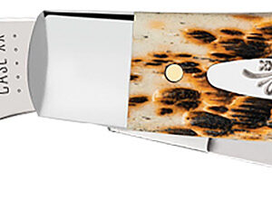 Case 00204 Stockman  Large 3.30"/2.30"/2.20" Folding Clip Point/Pen/Sheepsfoot Plain Mirror Polished Carbon Steel Blade, Peach Seed Jigged Amber Bone Handle