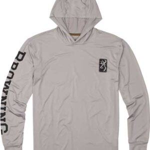 BROWNING HOODED L-SLEEVE TECH - T-SHIRT LIGHT GRAY X-LARGE