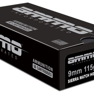 Ammo Inc Signature Match 9mm Luger Handgun Ammo - 115 Grain | Sierra Match HP | 50rd Box
