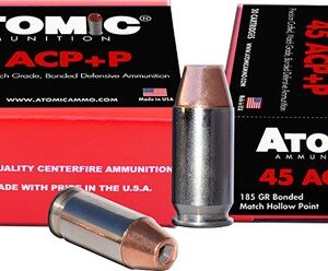 ATOMIC 45 ACP +P 185GR BONDED - JHP 20RD 10BX/CS