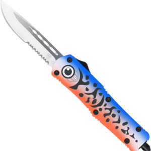 COBRATEC MEDIUM FS3 OTF BLUE - LURE 3" DROP POINT SERRATED SS