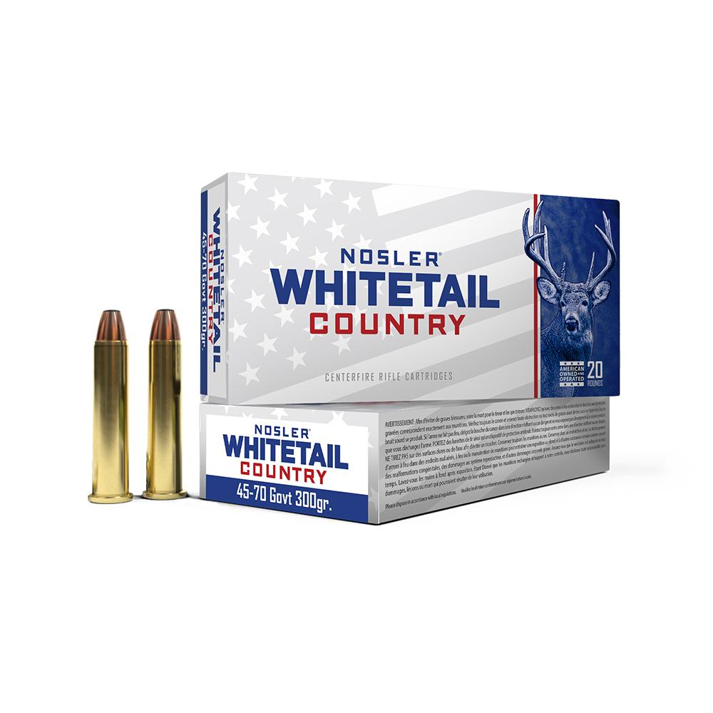 NOSLER Whitetail Country Rifle Ammunition 45-70 Govt 300gr Lfn 1950 Fps 20/ct