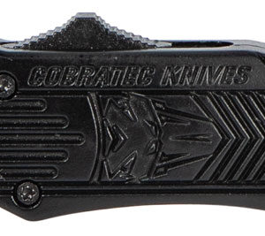 CobraTec Knives SBCTK1SDNS CTK-1  Small 2.75" OTF Drop Point Plain D2 Steel Blade/Black Aluminum Handle Features Glass Breaker Includes Pocket Clip