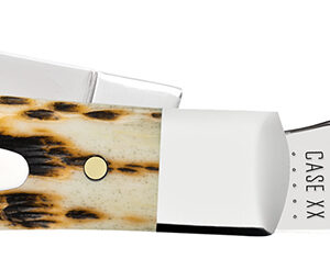 Case 00079 Stockman  Medium 2.57"/1.88"/1.76" Folding Clip/Sheepsfoot/Pen Plain Mirror Polished Chrome Vanadium Steel Blade/Peach Seed Jigged Amber Bone Handle