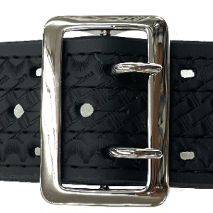 2.25'' 4 Row Stitching Sam Browne Leather Belt w/ Chrome Buckle