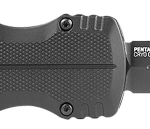 S.O.G SOG15610157 Pentagon  3.79" OTF Spear Point Plain Black TiNi Cryo CPM S35VN Steel Blade, Blackout Aluminum Handle