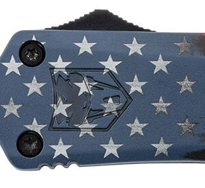 CobraTec Knives MCUSAFS3DNS FS-3 American Flag Medium 3" OTF Drop Point Plain Satin D2 Steel Blade, 5" US Flag Aluminum Cerakoted Handle