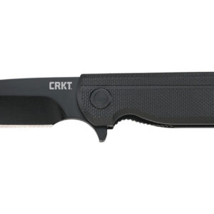 CRKT 3802K LCK + Blackout 3.24" Folding Tanto Plain Black Oxide 8Cr13MoV SS Blade/ Black GRN Handle Includes Pocket Clip